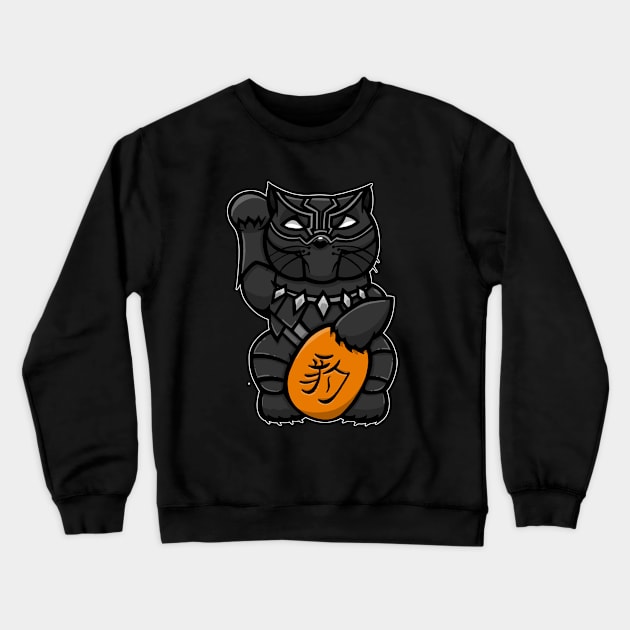 Black Panther Lucky cat Crewneck Sweatshirt by yayzus